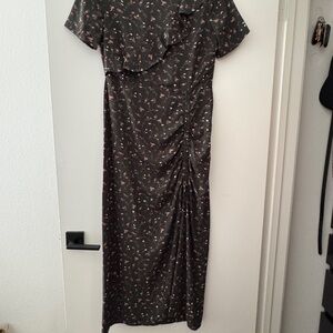 Elegant Dark Green Floral Dress